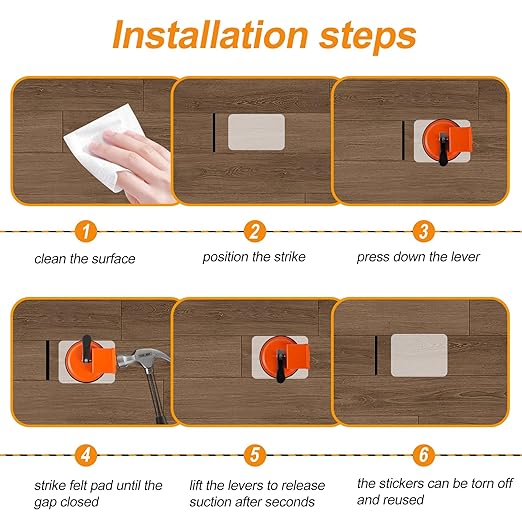 Floor Gap Fixer Tool, Floor Repair Suction Plank Grabber for Closing Gaps in Laminate Floors, Vinyl Plank, Hardwood, Tile, Heavy Duty Plank Grabber Fixer Tool with Pump Suction & Sticky Pads