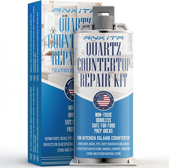 Quartz Countertop Repair Kit (White), Quick-Drying Quartz Repair Kit for Edge Chips, Cracks, Scratches, Nicks on Quartz, Granite, Marble, Porcelain and Other Natural Stone Surfaces