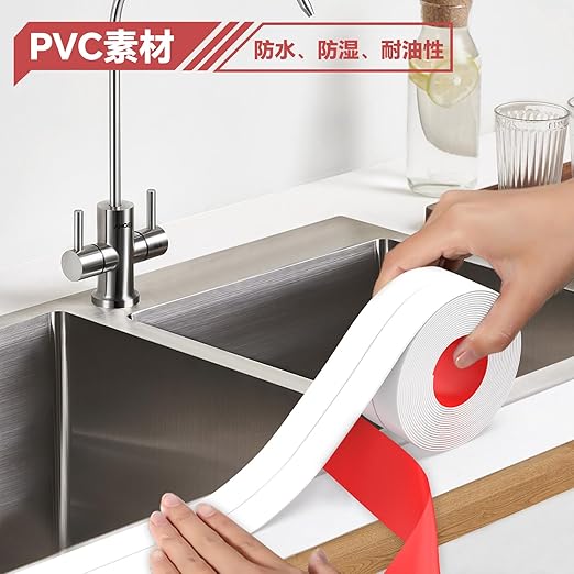 Fixmend Caulk Tape, 3 Roll Self Adhesive Caulk Strip Waterproof, Caulking Sealant Tape for Kitchen, Countertop, Bathroom, Sink, Shower, Bathtub, Toilet Edge Protector with Sealing Tool (Width 3cm)