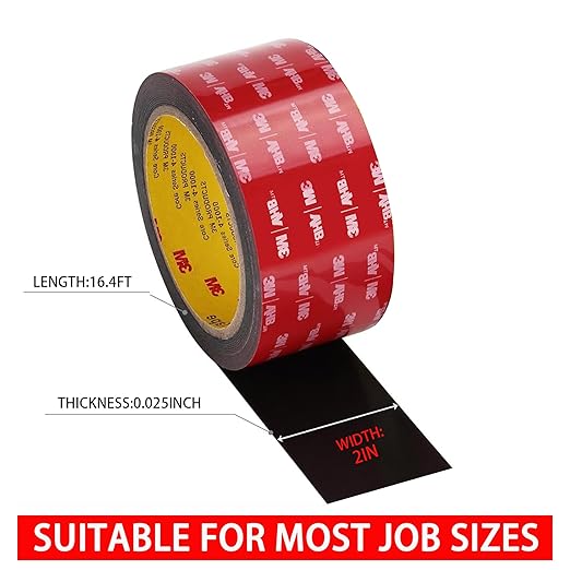 3M Double Sided Acrylic Foam Tape 2 Inch Heavy Duty Mounting Tape Waterproof Weather Resistant for Deck Fence Repair Treated Lumber Indoor Outdoor Use