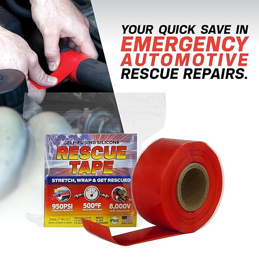 Bond It Rescue Tape, Self-Fusing Silicone Tape, Emergency Plumbing Pipe & Radiator Hose Repair, Electrical Insulation, Waterproof, 950PSI, 1" Width x 36' Length x 0.02" Thick, Black