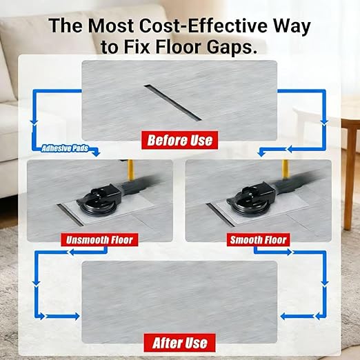 Floor Gap Fixer Tool with Strong Suction Cup, Heavy-Duty Metal Flooring Repair Tool for Laminate Hardwood Tile, Plank Grabber with Reusable Nano Adhesive Pad for Gap Closing & Floorboard Adjustment