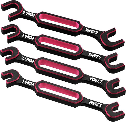 4PCS RC Wrench 3.0/3.2/3.5/3.7/4.0/5.0/5.5/6.0mm Turnbuckle Nut Ball Joint Remover RC Repair Tool for RC Crawler Car Boat RC Drone Upgrade Parts (Red)