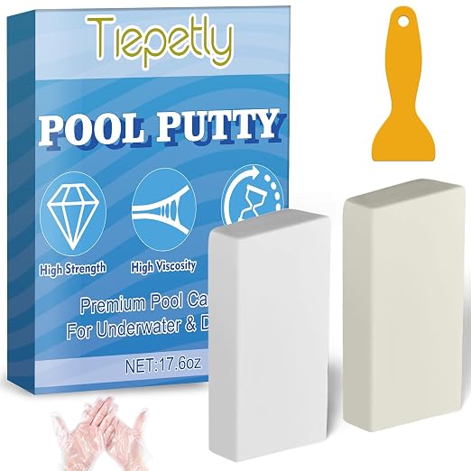 Pool Putty for leaks Underwater, 2 Part Epoxy Putty Set, Fix Leaks Cracks Underwater or Above, for Tile, Concrete, Fiberglass, Cement and Other Surfaces, 17.6oz