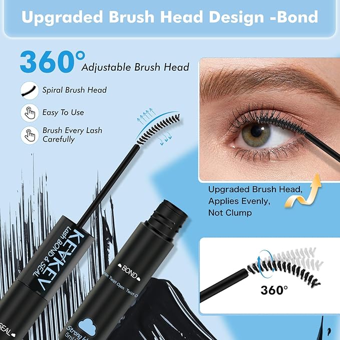 Lash Bond and Seal Lash Remover For Lash Extensions 3 In 1 Kit Strong Hold Bond and Seal Lash Glue Gentle Quick Removal Lash Cluster Remover DIY Lash Extension At Home,Easy to Use(10ml+5ml)