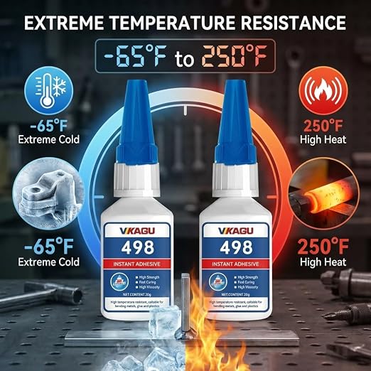 498 Super Glue Instant Adhesive Transparent 20g for Metal Plastic and Rubber 2 Pack