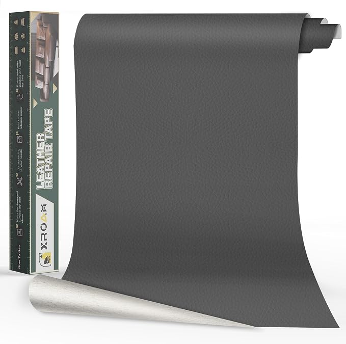 Leather Repair Tape, 23.6x79 inch Leather Patches for Furniture, Self Adhesive Leather Repair Patch for Sofas, Couches, Leather Covers, Seats, Chairs, Vinyl Repair Tape Dark Gray