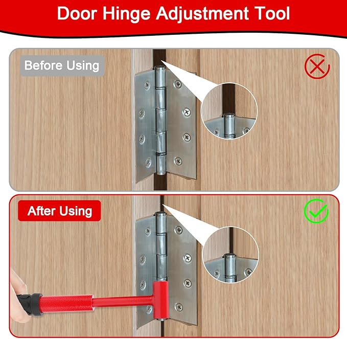 ASIEIT Door Hinge Adjustment Tool, 4 in 1 Hinges Gap Adjusting Wrench, Upgraded 0.55-0.98 Inch, Heavy-duty Door Hinge Adjustment Tool for Standard Round Bolts, Residential and Commercial Use