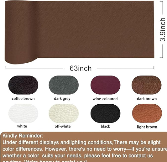 Leather Repair Tape,3.9 x 63 Inches Self Adhesive Leather Repair Patch,Vinyl Leather Repair Kit for Furniture,Couches,Car Seats,Sofas,Office Chairs,Dark Brown