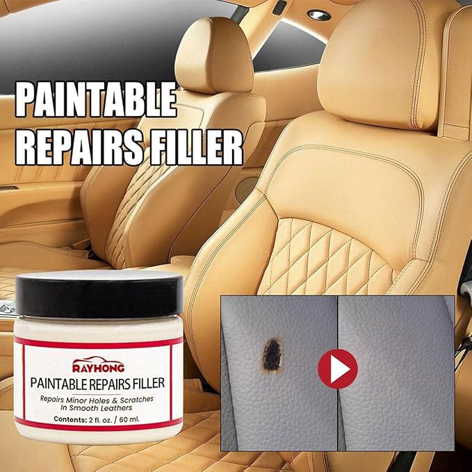 Alkyne Leather Filler,Leather Filling Paste,New Car Leather Filler Repair Cream,Leather Color Restorer Conditioner for Filling or Repairing Holes Scratches (4pcs)
