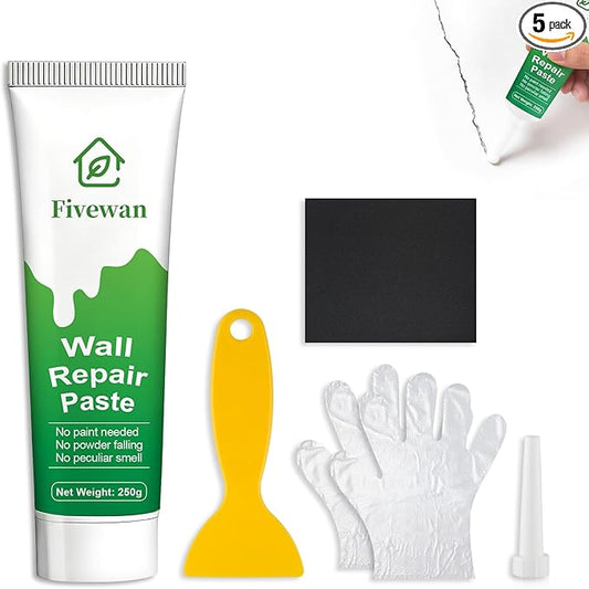 Fivewan Drywall Repair Kit, Wall Mending Agent, Wall Patch Repair Kit with Scraper, Simple Filling of Wall Holes＆Efficient Crack Repair