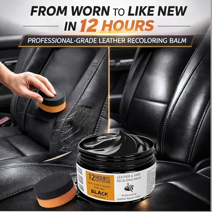 Leather Recoloring Balm 3.53Oz, 12H Quick-Dry Leather Vinyl Repair Cream Kit for Furniture, Couches & Car Seats- Restore Scratched, Faded, & Damaged Surfaces, Waterproof Restorer White