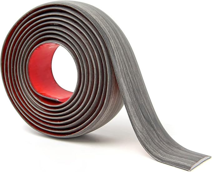 Art3d Self Adhesive Vinyl Floor Transition Strip, Laminate Floor Strip Floor Flat Divider Strip for Joining Floor Gaps,Carpet Threshold, Floor Tiles（4 FT, 1.57in, Gray） (Pack of 2)
