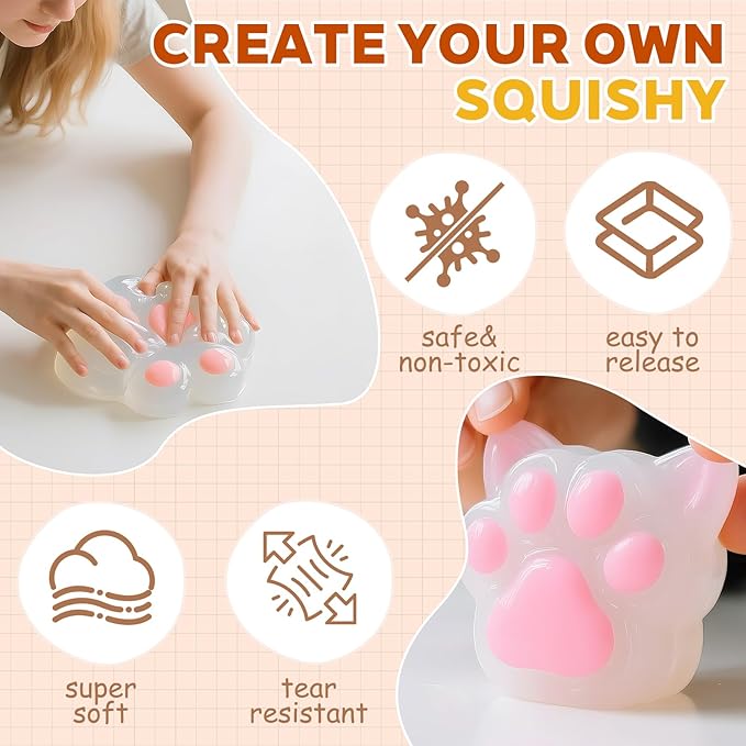 Liquid Silicone Squishy Making Kit 1:1 AB Ratio Mixed 16OZ Super Soft Silicone Rubber for Squishy Maker, Perfect DIY Stress Relief Gift Making Kit for Squishy