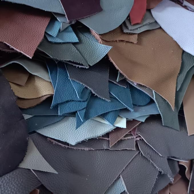 Leather Scraps, 0.8-1.4mm (2-3.5oz) Thick Genuine Cowhide Scraps, Leather Scrap for Tools/Crafts/DIY, Mixed Colors,Leather for Crafting(Thin,500 Grams)