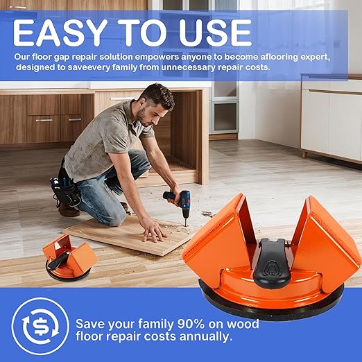Heavy Duty Floor Gap Fixer Tool with 45° Striking Surface, Enhanced Suction Cup & Slot Cutter – Ideal for Laminate, Vinyl, Wood Floors – Includes 5 Sticky Pads & Gap Blade for Seamless Floor Repairs