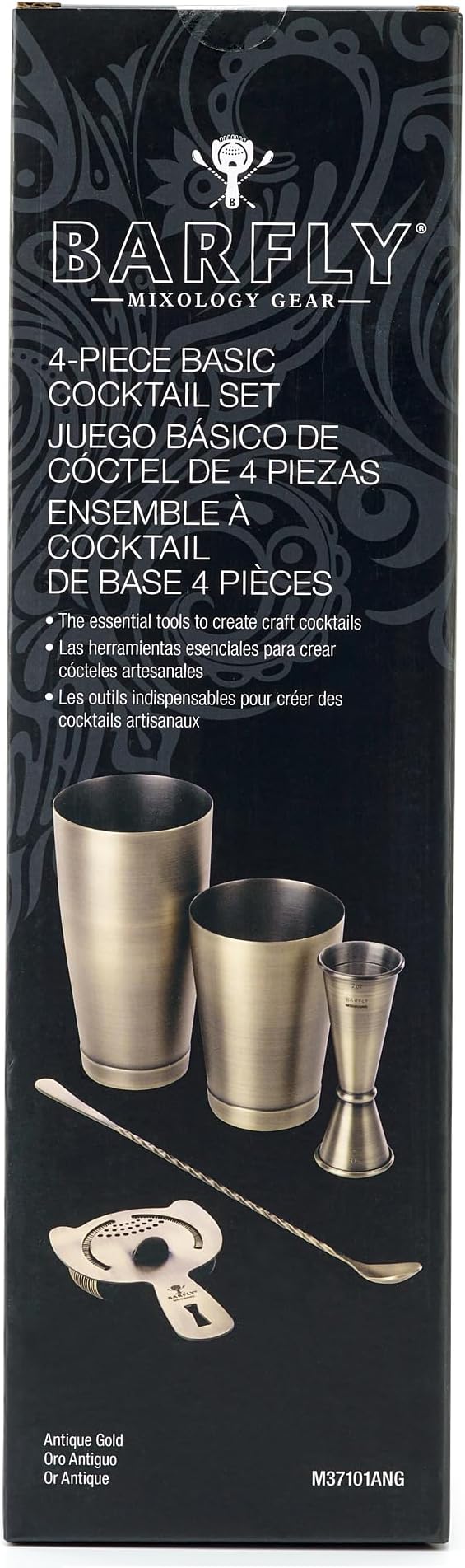 Barfly Basics Cocktail Set, 5-Piece, Antique Gold