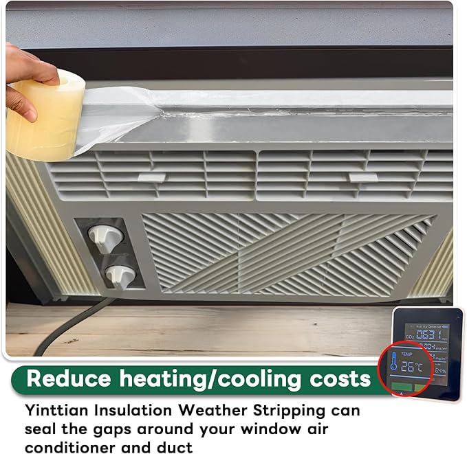 Window Sealing Tape, Window AC Insulation Air Conditioner Sealing Around Frame, 3 inch X 65.5 FT, Blocker for Cold Heat Air, Waterproof Tape for Repair, Heavy Duty No Residue (Clear)