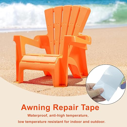 Waterproof Repair Tape, UV-Proof Multi-Surface Instant Seal Patch Repair for RV Awning, Boat Cover, Tent, Tarp & Canvas (3 Inch x 24.6FT, White)