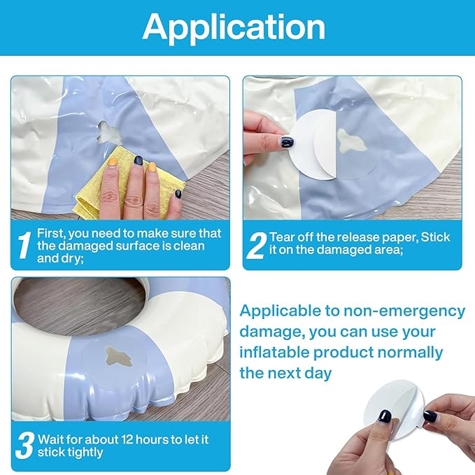 Pool Patch Repair Kit - 6 Pcs Round Strong Adhesive Waterproof Patch for Inflatable Above Ground Pools & Hot Tubs, Pool Liner Patch Kit- Fix Leaks Fast, UV Resistant Underwater Pool Patch Kit
