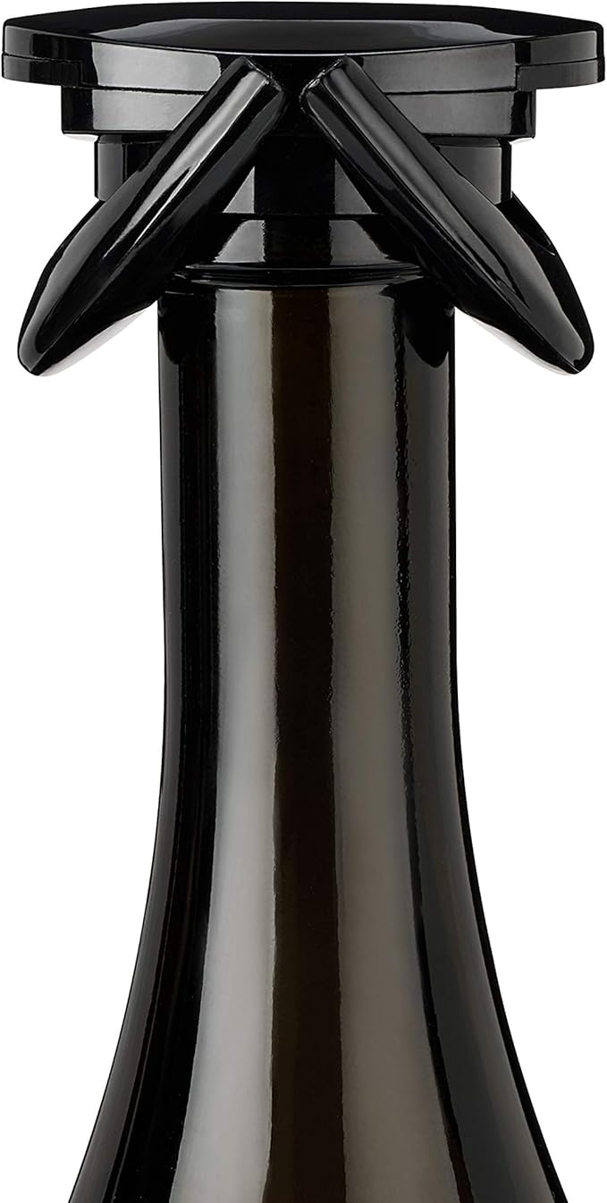 True Sapore Champagne Stoppers for Bottles, Sparkling Wine Stopper, Wine Accessories Kitchen Accessory, Black Set of 1