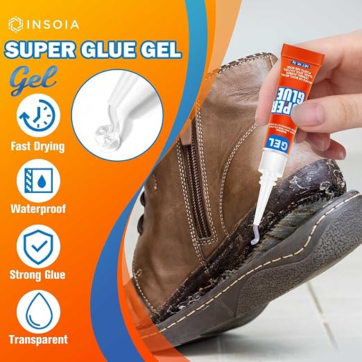Super Glue Gel Clear Non-Drip, 6 X 3g All Purpose Strong Adhesive Ca Glue Quick Dry Instant Glue for Plastic, Metal, Ceramic, Shoe, Wood, Leather, Model, Aquarium, Rhinestone, Jewelry and DIY Crafts