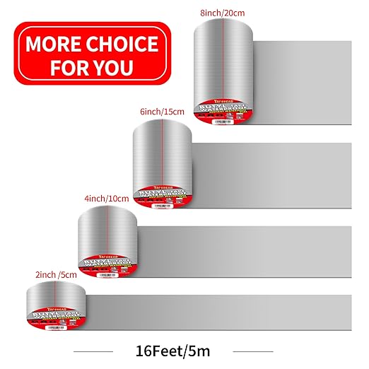 TAPEBEAR Butyl Tape Waterproof Sealing Tape 8inch x 16feet, Upgraded Aluminum Foil Tape Heavy Duty for RV Repair, Awning, Window, Glass & EDPM Roof Leak Patching, Boat and Pipe Sealing, Silver