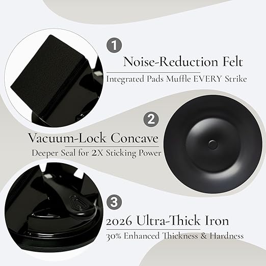 2026 Upgraded Floor Gap Fixer Tool, Heavy Duty Iron Dual 45°Striking Suction Cup for Vinyl Plank LVP, Laminate & Hardwood, 6pc Repair Set with Rubber Mallet & Gap Cleaning Knife (Black)