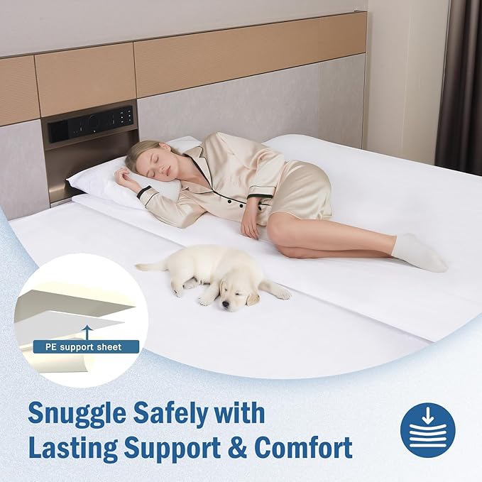 Vekkia 80" x 12" Twin XL/Twin to King Converter with Internal PE Support Sheet & High-Density Foam, Split King Gap Filler for Adjustable Bed, Guest Room, Vacation Rentals, Hotel, Washable Cover