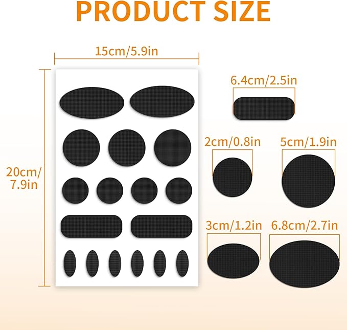 Waterproof Self-Adhesive Fabric Repair Tape - Tent Repair Kit,51pcs Nylon Fabric Patches for Tent, Jacket, Clothes, Puffer Down Jacket,Sleeping Bag, Outdoor Gear Tenacious Repairs Tape, Black