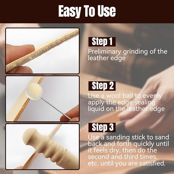 Leather Edge Sealer, Water-Resistant Leather Burnishing Gum Smooth and Glossy Edge Finish for Bags, Wallets, Leatherwork Accessories Burnishing Tool, 100ml