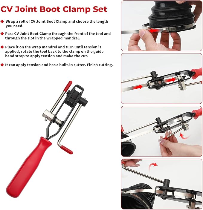 Auto/ATV CV Joint Banding Boot Axle Clamp Pliers with 20PCS Stainless Steel CV Joint Boot Band Clamps for Most Cars