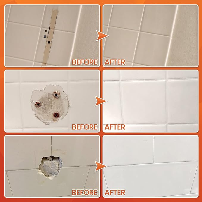 Ceramic Tile Repair Kit (Pure White), Tile Repair Kit with Super Strong Adhesion, Floor Cracked Tile Filler for Cracks, Chips, Holes on Ceramic, Porcelain, Acrylic, Fiberglass, Trim & Repair Kits