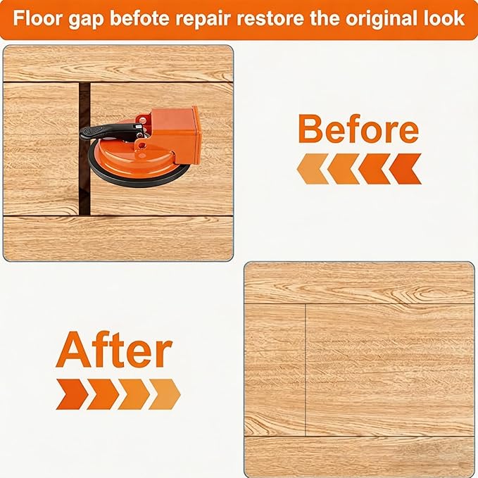 Floor Gap Fixer Tool,2026 New Heavy Duty Floor Gap Fixer Tool with Enhanced Suction Cup for Laminate, Vinyl, Hardwood & Engineered Wood Flooring - Comes with 1 Pair Gloves, Orange