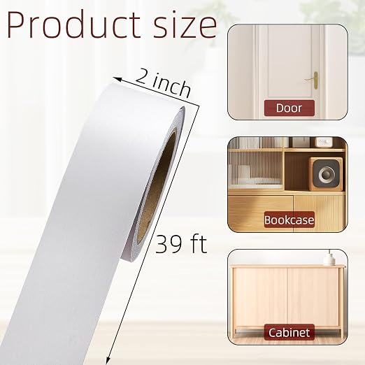 White Mirror Border Peel and Stick, 2 Inch X 39 Ft Adhesive Tape for Furniture, PVC Self-Adhesive Border Waterproof Bathroom Mirror Frame Sticker for Cabinet, Door, Photo Frame