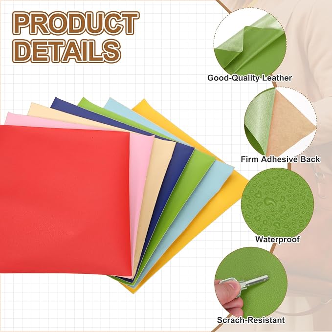 MECCANIXITY 3 Pcs Leather Repair Patch 10"x12" Self-Adhesive Leather Vinyl Repair Tape Kit for Furniture Couches Sofa Chair Car Boat Seats Jackets, Light Green