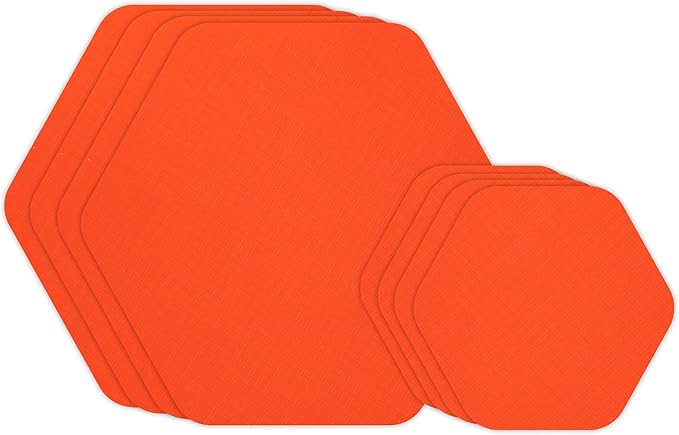 GEAR AID Tenacious Tape Hex – 2.5” & 1.5” Repair Patches (8 Patches: Four 2.5” & Four 1.5”, Orange) – Peel-and-Stick Outdoor Nylon Fabric to Fix Holes and Burns in Down Jackets, Rain Gear and Tents