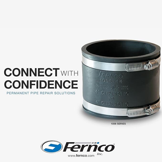 Fernco 4 In. x 4 In. Plastic to Plastic PVC Coupling - 1 Each