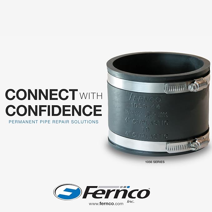 Fernco 1056-22 Flexible Pipe Coupling 2” CI/Plastic/Steel to 2” CI/Plastic/Steel