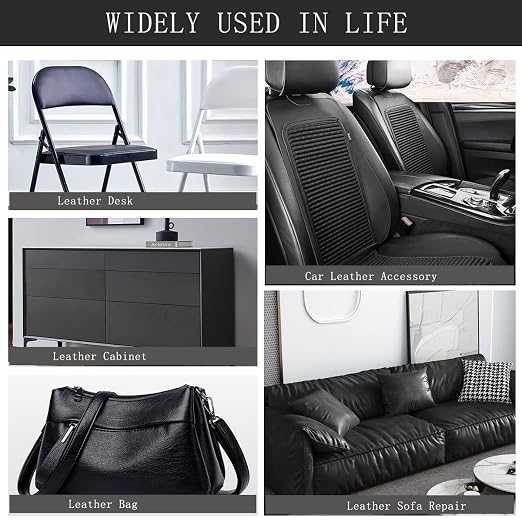 Leather Repair Patch Black 17.3 x 117 Inch Self Adhesive Leather Repair Kit for Couch Car Seat Furniture Sofa Chair, Faux Leather Fabric Roll Leather Furniture Repair Kit