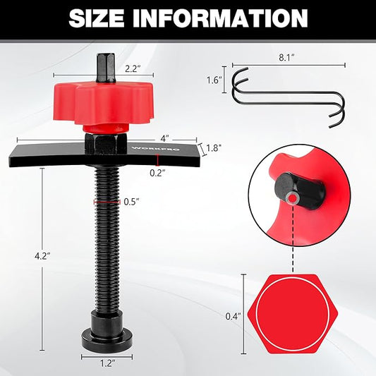 WORKPRO Heavy Duty Disc Brake Pad Spreader, Brake Caliper Compression Tool for Compressing Inner Pad with 2PCS Hangers, 360 Degree Swivel Joint Brake Piston Compressor Tool for Cars & Light Trucks