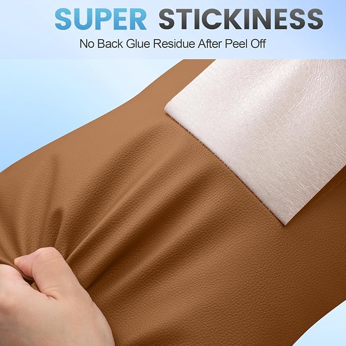 Leather Repair Patch Tape Kit, 4" x 63" Self Adhesive Leather Repair Patch for Furniture, Vinyl Leather Repair Kit for Car Seat, Chairs, Couch, Sofa, Boat Light Brown