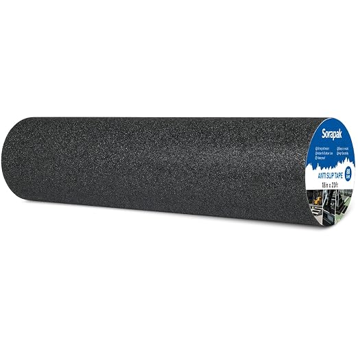 Extra Wide 18in x 20ft Black Anti Slip Tape, 80 Grit Waterproof Non Skid Grip Tape Roll for Ramps, Decks, Boat Decks, Warehouse Floors, Garages, Indoor & Outdoor Use