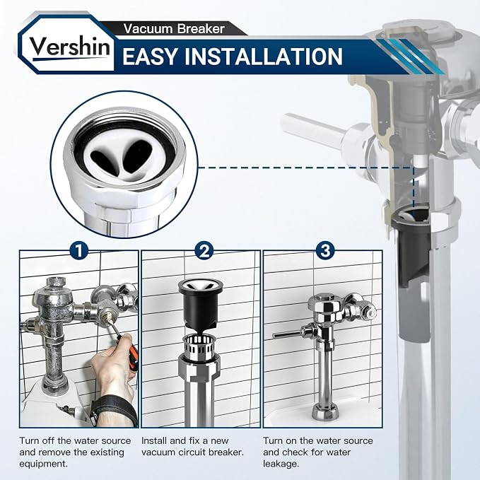 V-551-A Vacuum Breaker Repair Kit, used for Deodorizing and Backflow Prevention of the Outlet Pipe of Flushing Valve, Replaces Broken or Malfunctioning Vacuum Breaker, 33231926, 6pcs