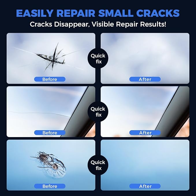 Car Windshield Chip Repair Kit, Windshield Repair Kit Nano Glass Crack Repair, Auto Glass Crack Chip Quick Fix Tools, Bulls-Eye and Star-Shaped Crack,2 Bottles