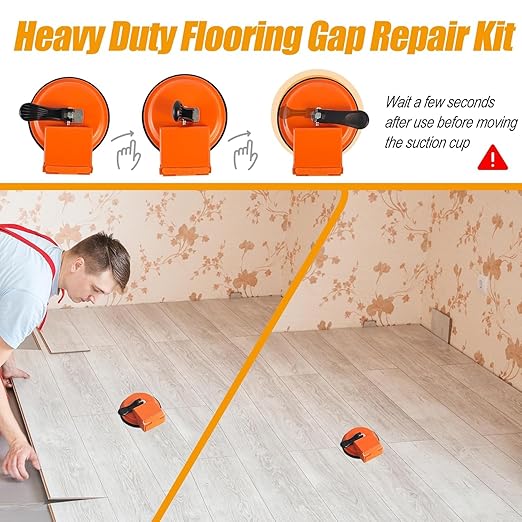 Floor Gap Fixer Tool, Heavy Duty Laminate Floor Suction Cup Repair Tool, for Laminate, Wood, Tile, Vinyl Floor Gap Repair Tool - Durable, Compact, & Efficient Flooring Tools (Orange)