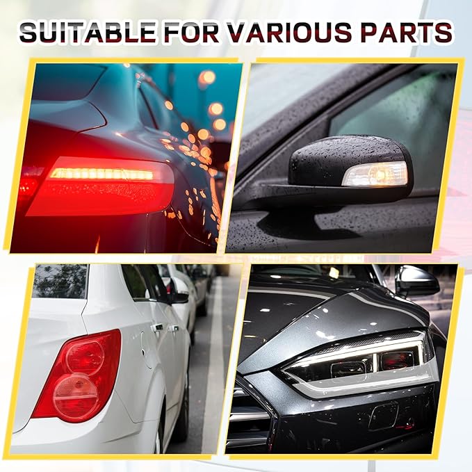 Patelai 2 Rolls 3.94 ft X 11.81 Inches Self Adhesive Repair Light Tape Auto Tail Light Tape Fog Lights Tint Tape Headlight Lens Tape (Red, Clear)
