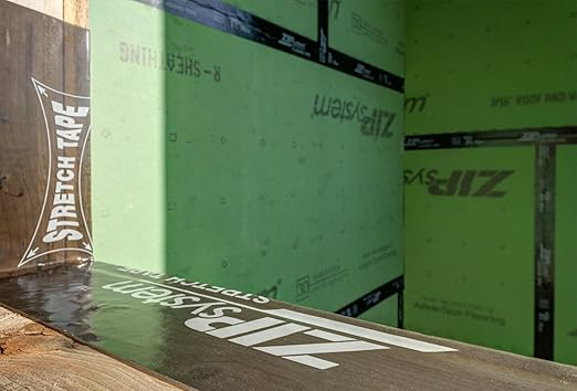 ZIP System Stretch Tape - Flexible Adhesive Flashing - Advanced Acrylic Adhesion - for Sealing Around Curves, Corners, Windows & Doors - Professional-Grade - Weather Protection - 6" x 75' Roll