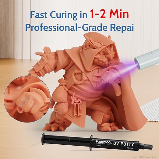 UV Light Curing Putty for 3D Prints and Models,Fast Repair Filler for Nicks,Scratches,Cracks on Resin,Quartz,Ceramic,Wood,Plastic,Stone,and Other Countertop Surfaces