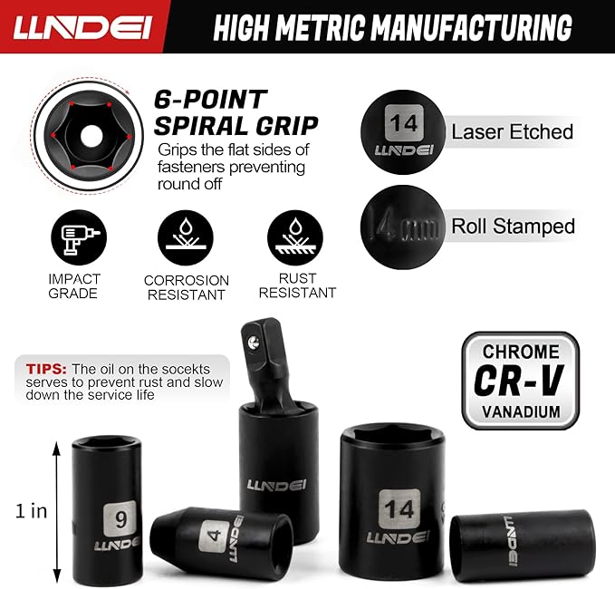 LLNDEI 48 Piece 1/4 Inch Mini Socket Ratchet Wrench Set, Metric Shallow Socket (4-14mm) 6-Point,with 72 Teeth Mini Ratcheting Wrench, Screwdriver Bit Set, Universal Joints and 3 Inch Extensions